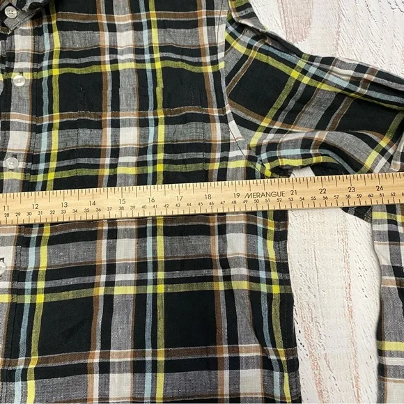 L.L. Bean Signature Linen Plaid Button-Down Shirt Slim Fit Medium - Picture 12 of 12
